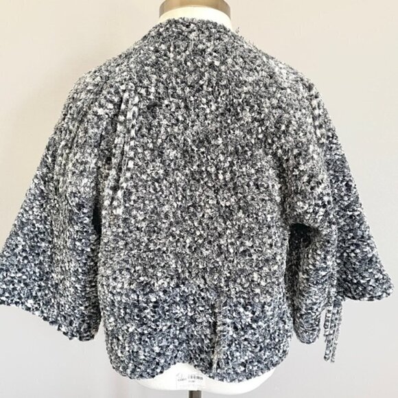 Handmade Marled Chenille Cropped Boxy Sweater Cardigan Tassel Jacket - S - Picture 6 of 8